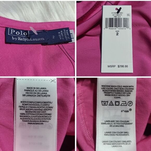 NWT|Polo Ralph Lauren Belted Cotton One-Shoulder Pink Top, 2 - Picture 11 of 12
